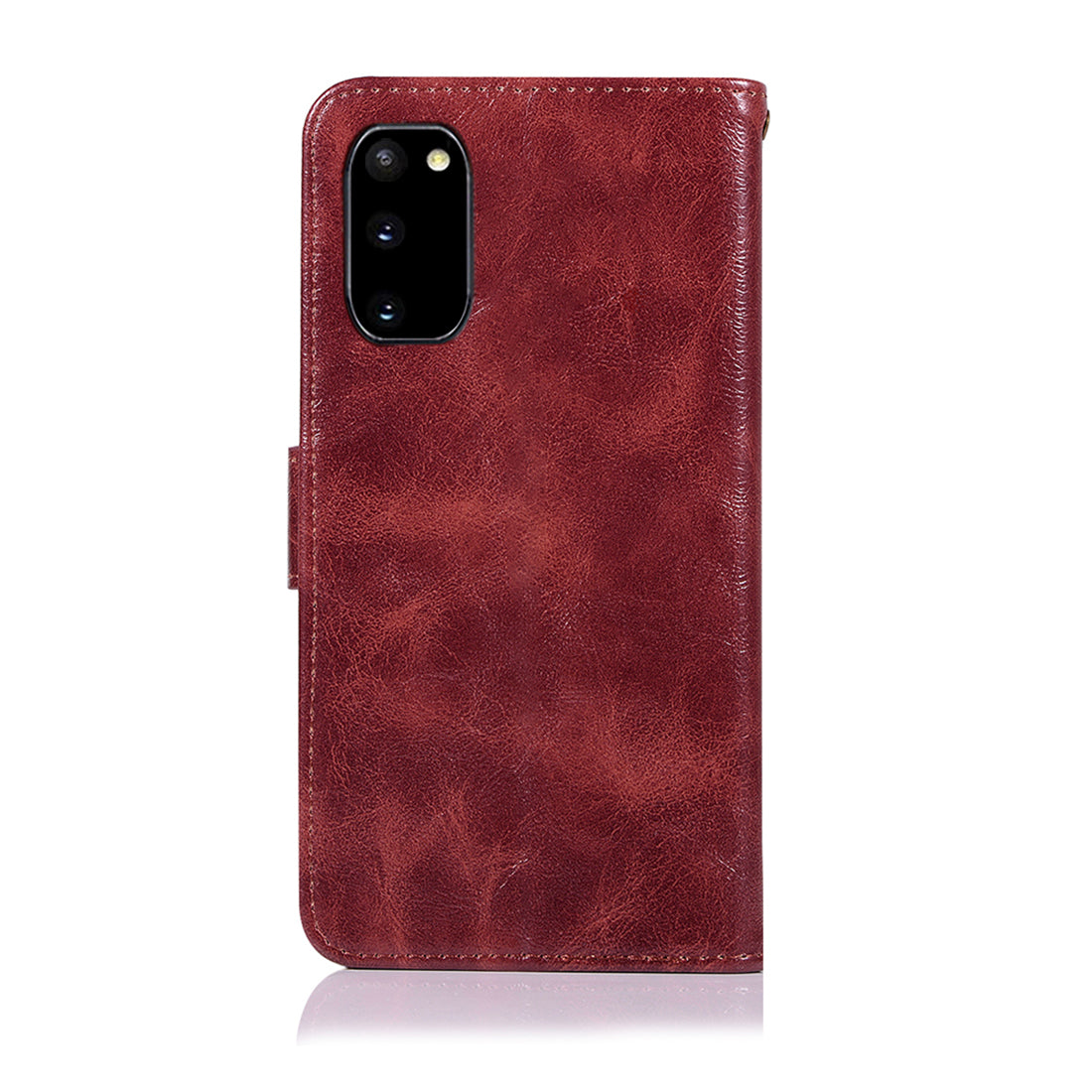 Premium Vintage Leather Wallet Phone Case for Samsung Galaxy S20 4G/S20 5G - Wine Red