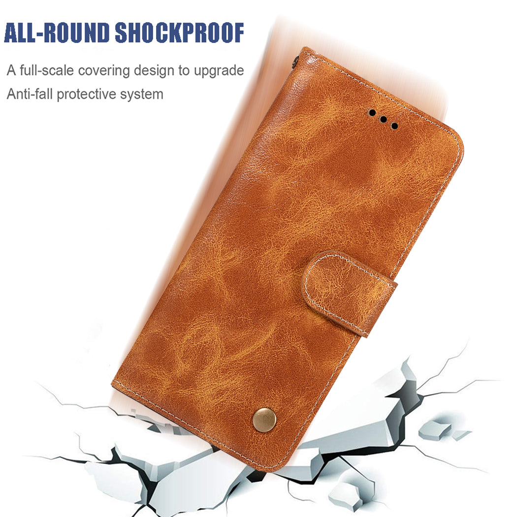 Premium Vintage Leather Wallet Phone Case for Samsung Galaxy S20 4G/S20 5G - Brown