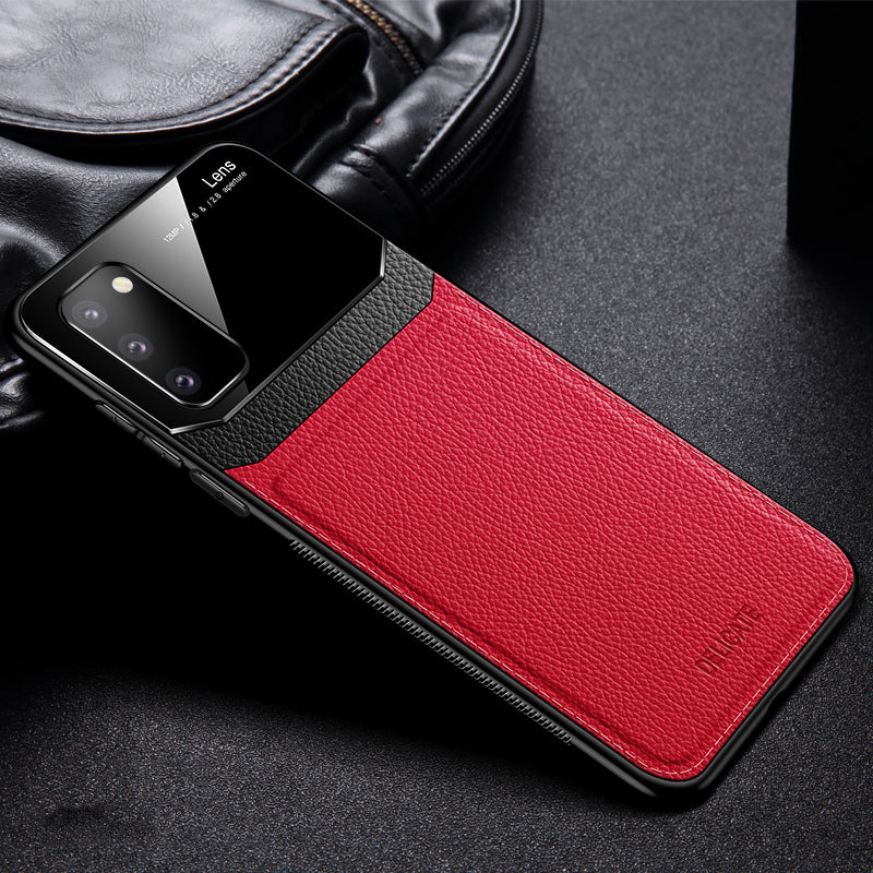 PU Leather+Acrylic+TPU Hybrid Back Case for Samsung Galaxy S20 4G/S20 5G - Red