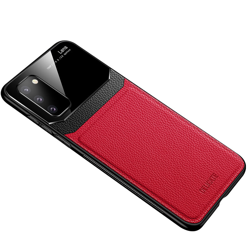 PU Leather+Acrylic+TPU Hybrid Back Case for Samsung Galaxy S20 4G/S20 5G - Red