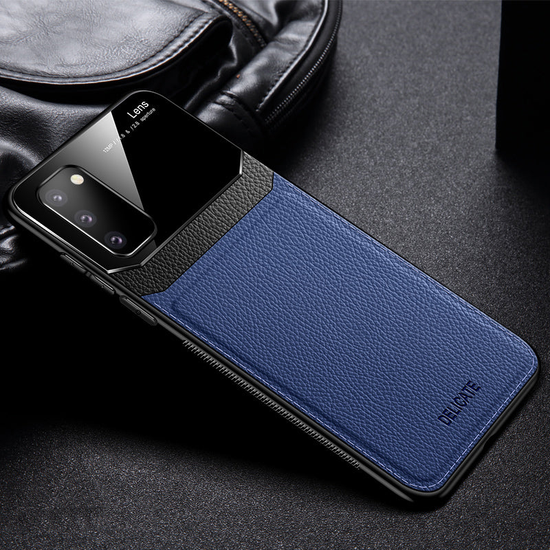 PU Leather+Acrylic+TPU Hybrid Back Case for Samsung Galaxy S20 4G/S20 5G - Blue