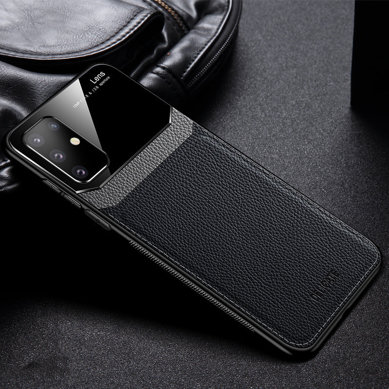 Acrylic+PU Leather+TPU Phone Back Case for Samsung Galaxy S20 Plus / S20 Plus 5G - Black