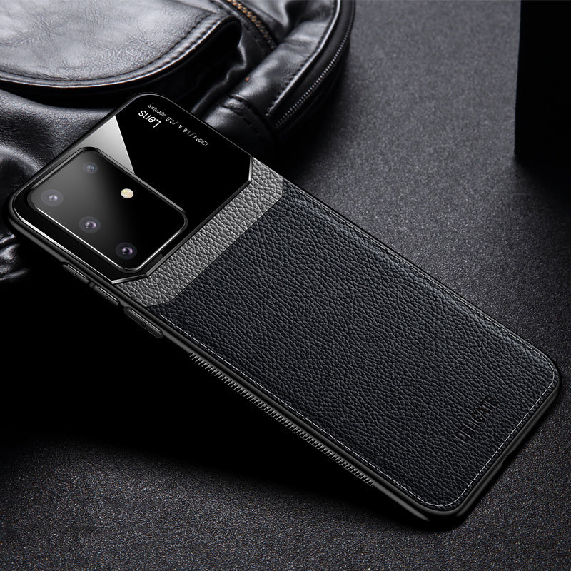 PU Leather+Acrylic+TPU Hybrid Back Case for Samsung Galaxy S20 Ultra - Black