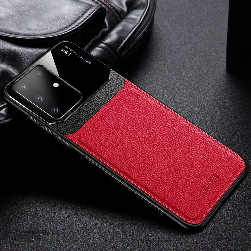 PU Leather+Acrylic+TPU Hybrid Back Case for Samsung Galaxy S20 Ultra - Red