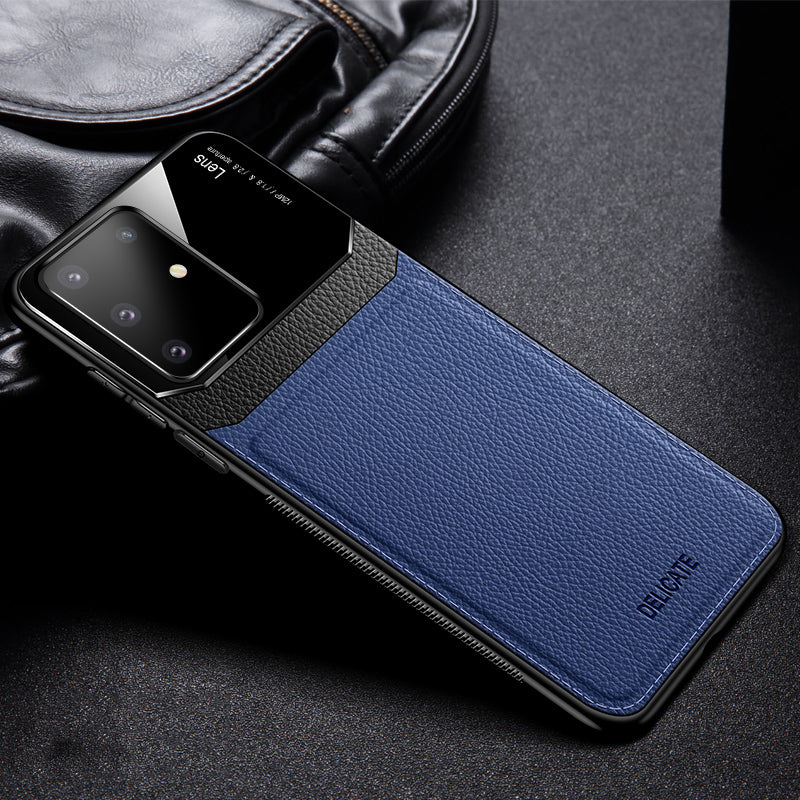 PU Leather+Acrylic+TPU Hybrid Back Case for Samsung Galaxy S20 Ultra - Blue