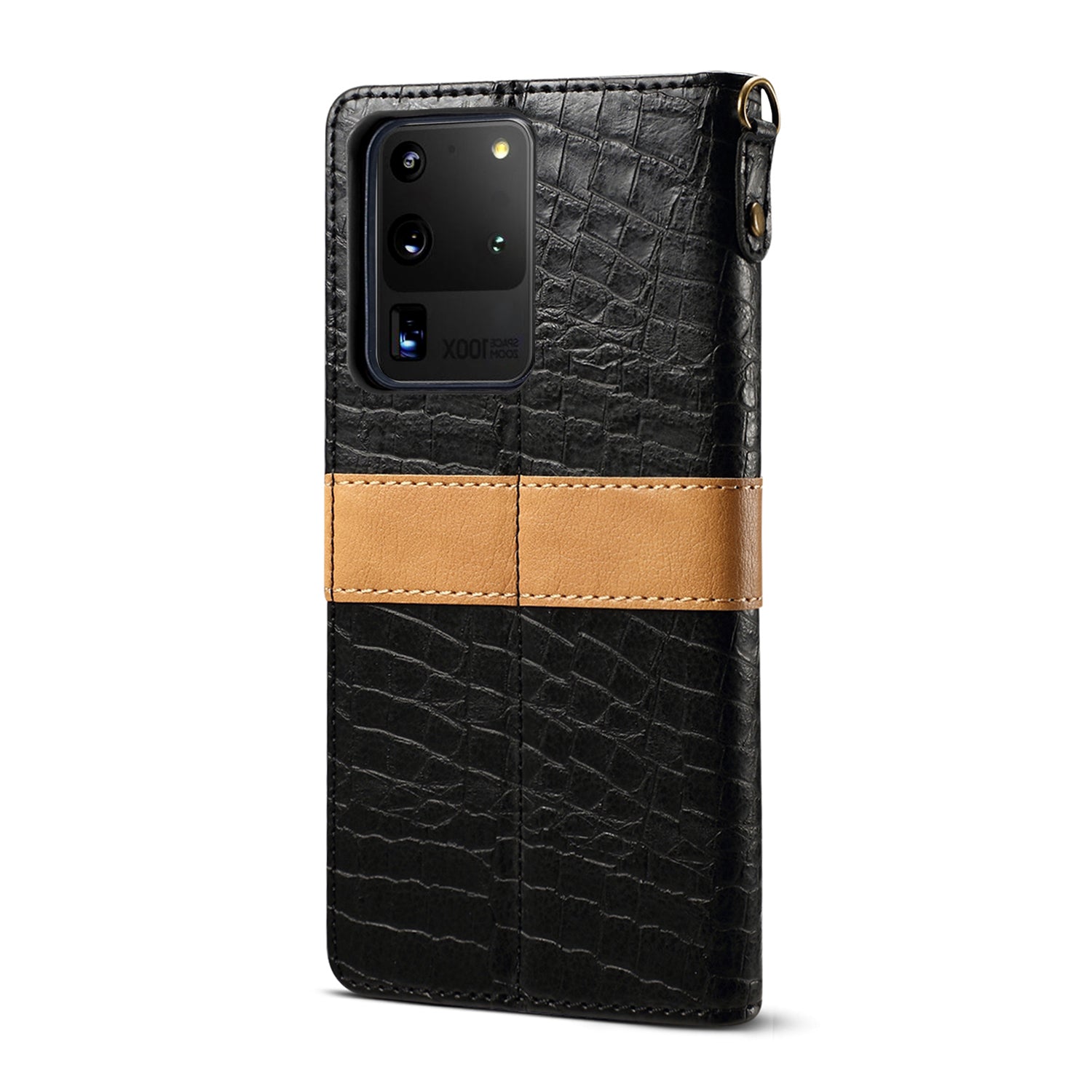 Crocodile Skin Leather Wallet Case for Samsung Galaxy S20 Ultra - Black