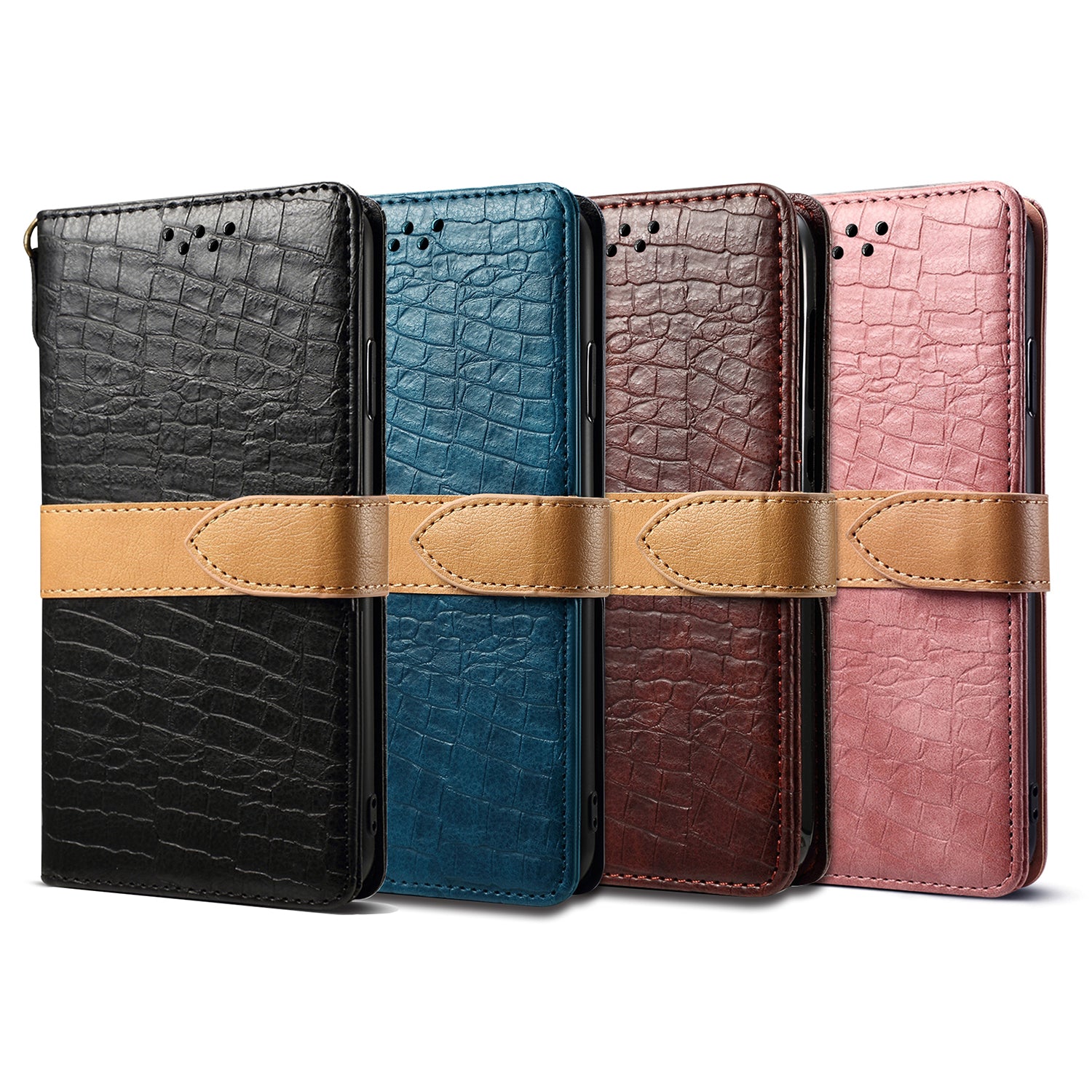 Crocodile Skin Leather Wallet Case for Samsung Galaxy S20 Ultra - Black