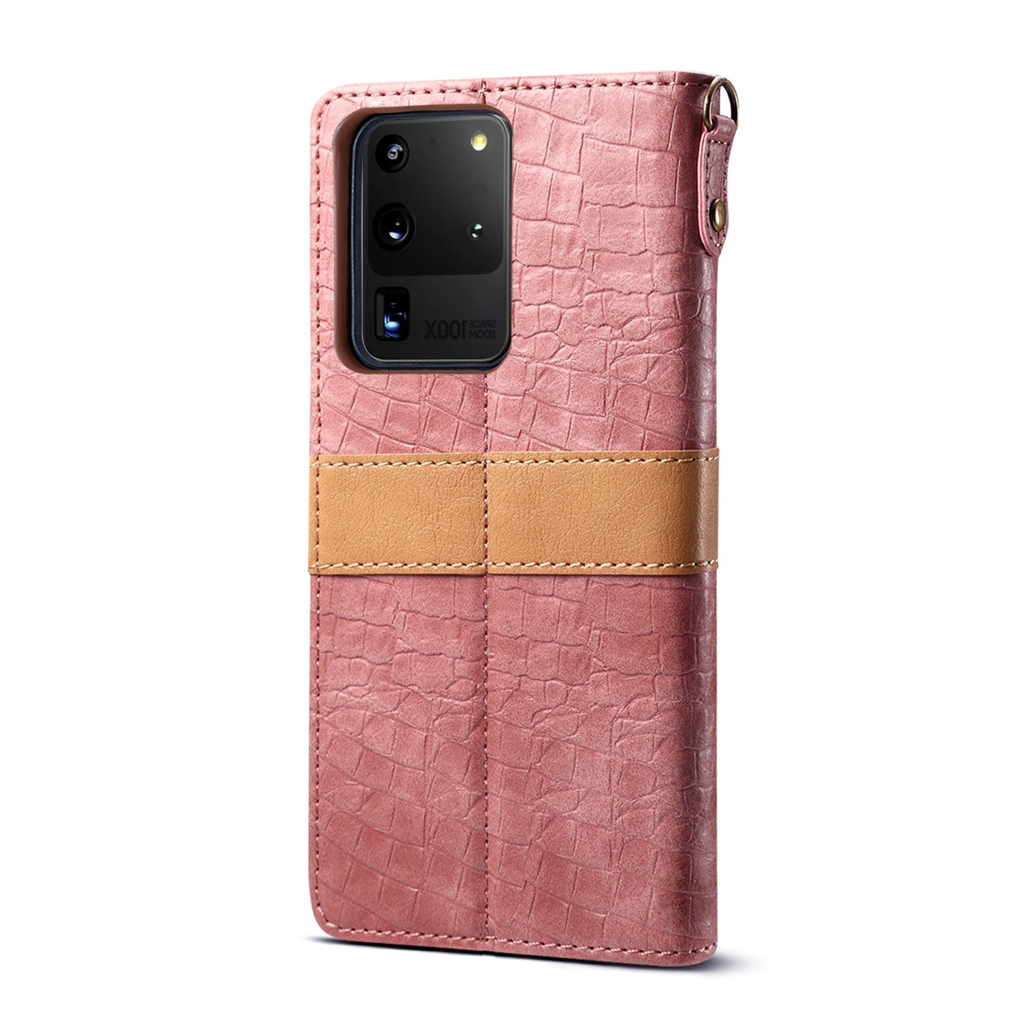 Crocodile Skin Leather Wallet Case for Samsung Galaxy S20 Ultra - Pink