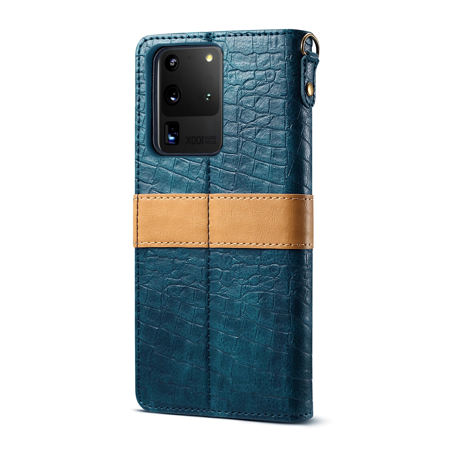 Crocodile Skin Leather Wallet Case for Samsung Galaxy S20 Ultra - Blue