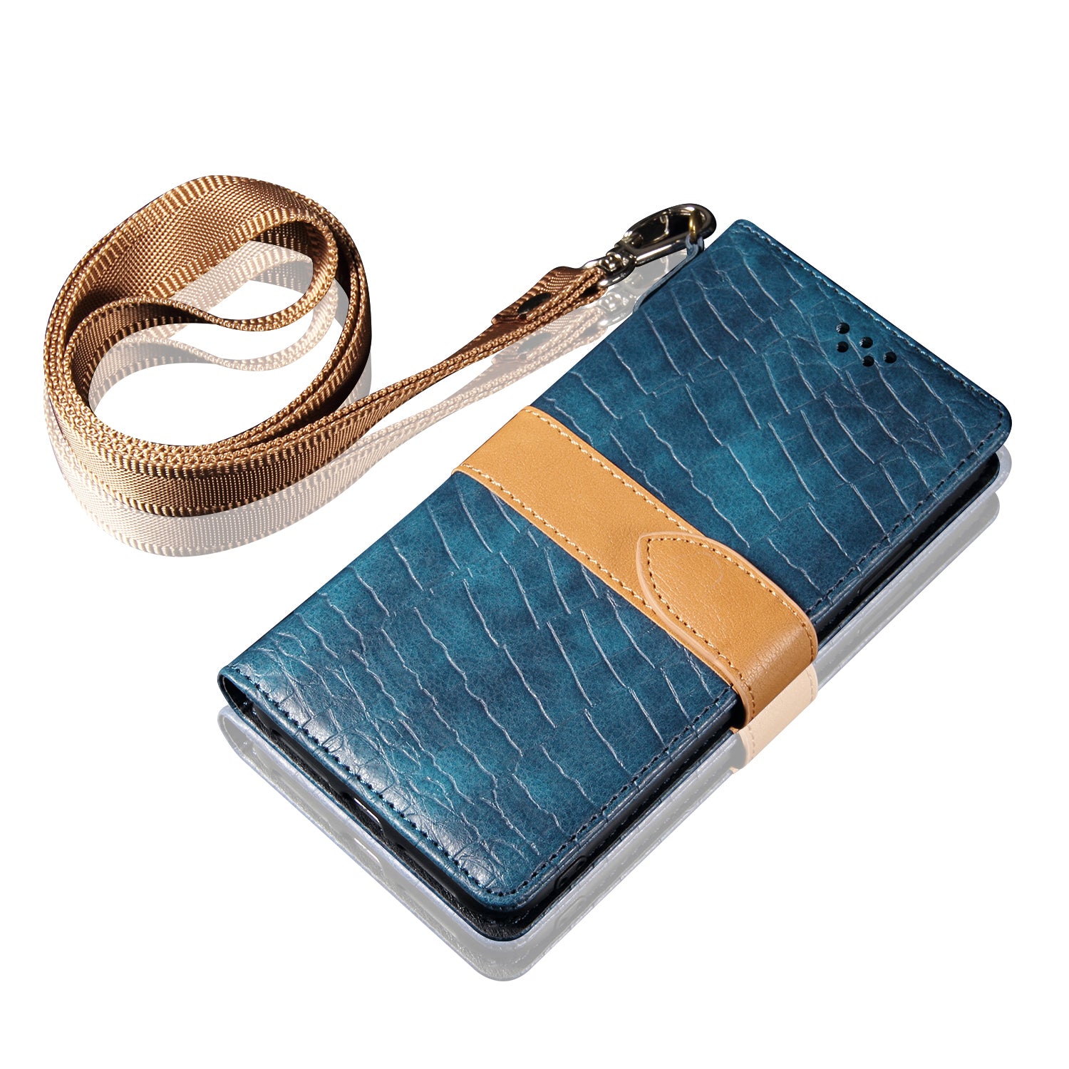 Crocodile Skin Leather Wallet Case for Samsung Galaxy S20 Ultra - Blue