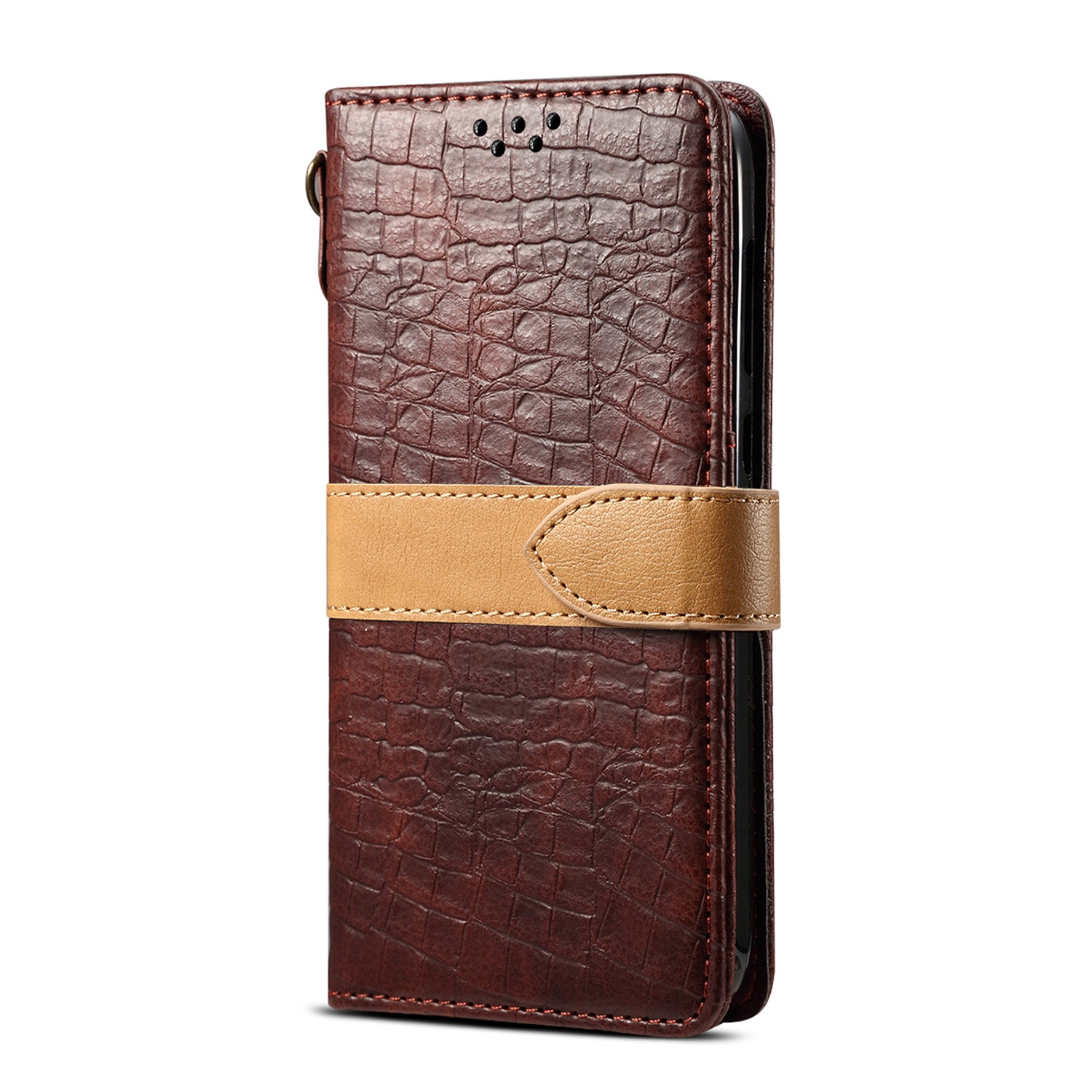 Crocodile Skin Leather Wallet Case for Samsung Galaxy S20 Ultra - Brown