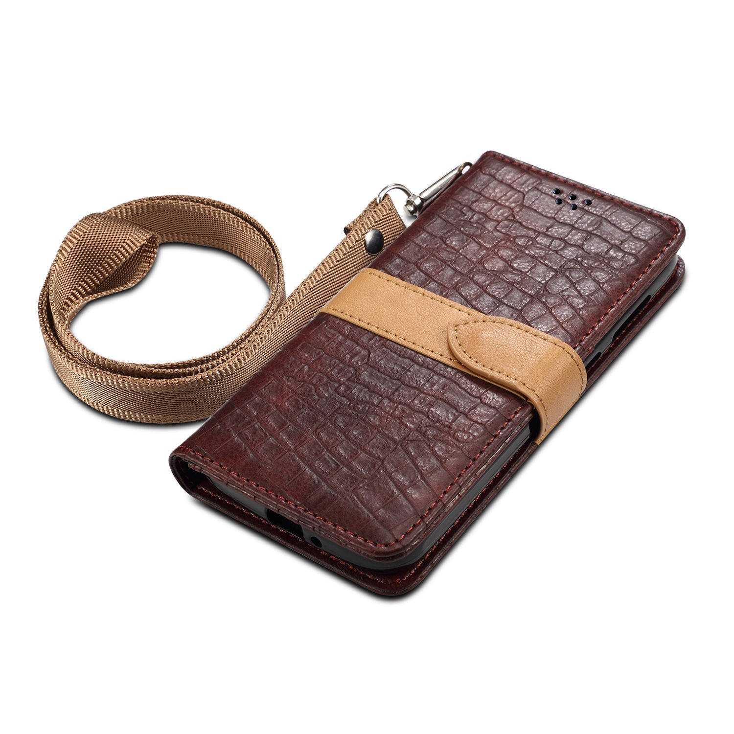 Crocodile Skin Leather Wallet Case for Samsung Galaxy S20 Ultra - Brown