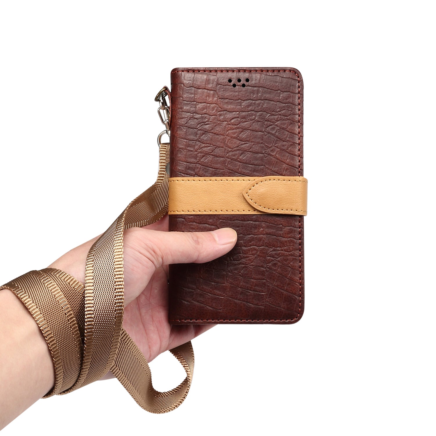 Crocodile Skin Leather Wallet Case for Samsung Galaxy S20 Ultra - Brown