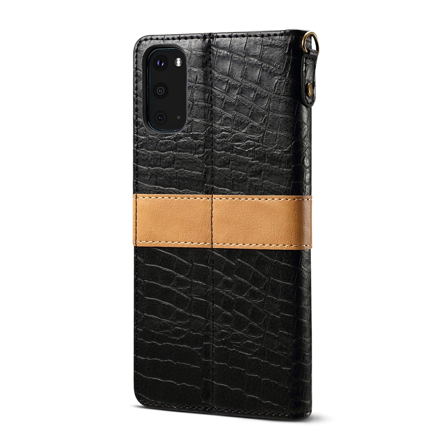 Crocodile Skin Leather Wallet Stand Case for Samsung Galaxy S20 4G/S20 5G - Black