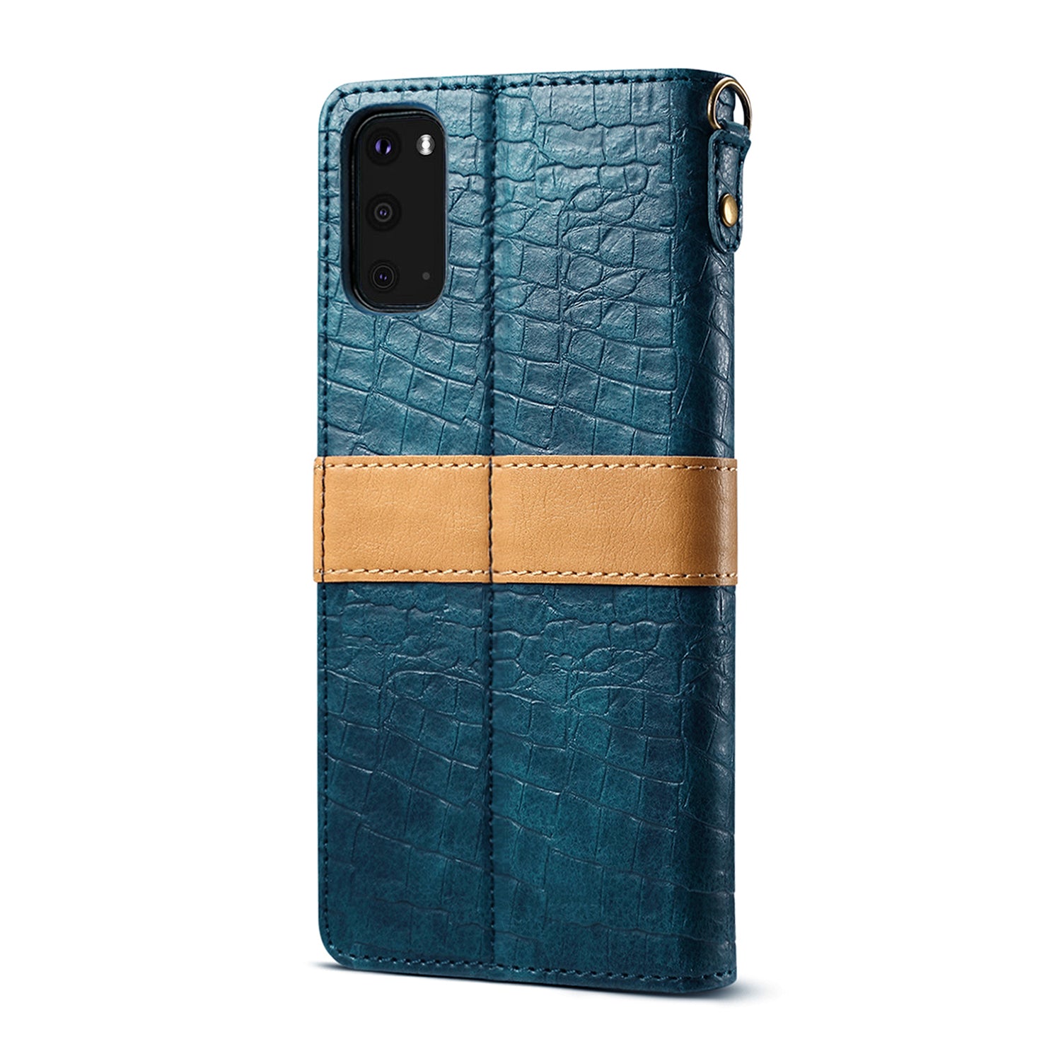 Crocodile Skin Leather Wallet Stand Case for Samsung Galaxy S20 4G/S20 5G - Blue