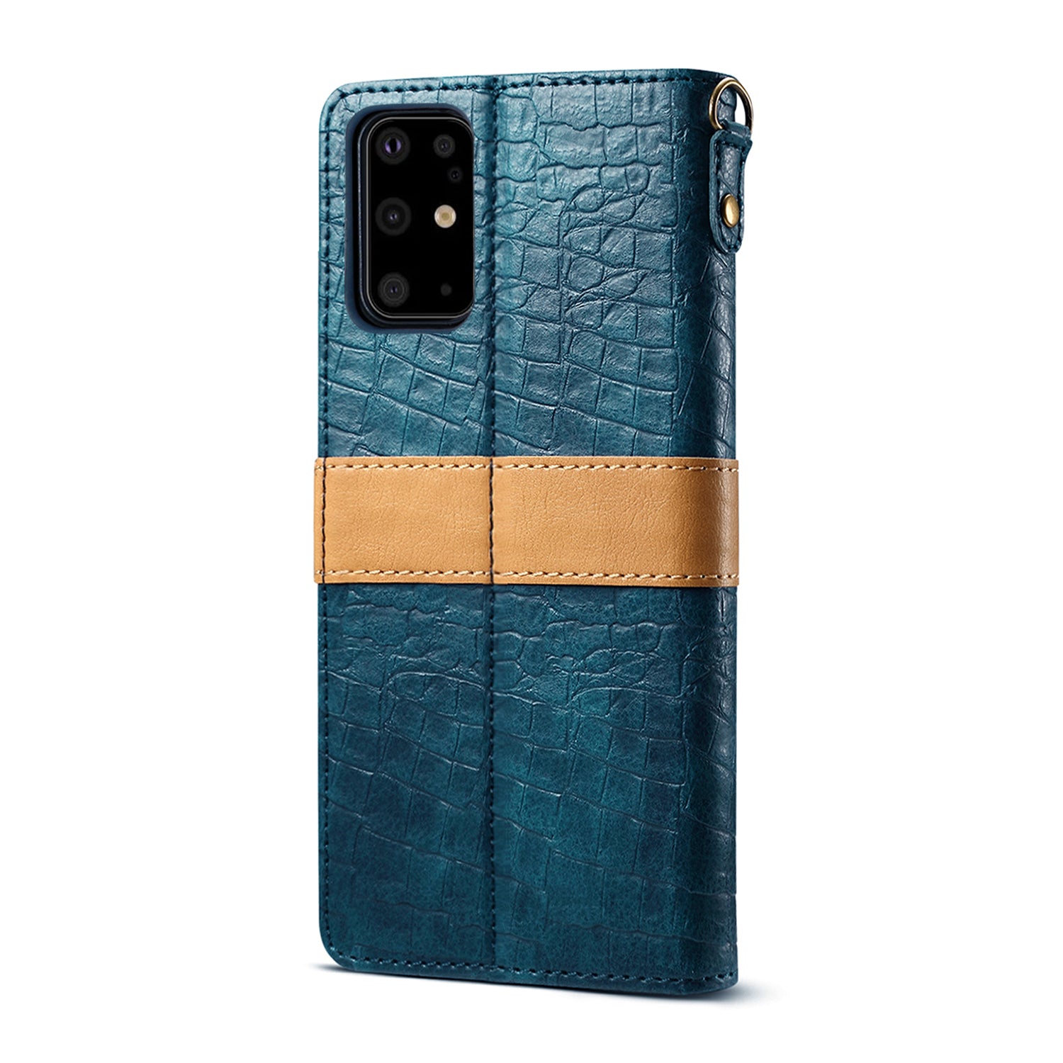 Crocodile Skin Leather Wallet Stand Case for Samsung Galaxy S20 Plus - Blue