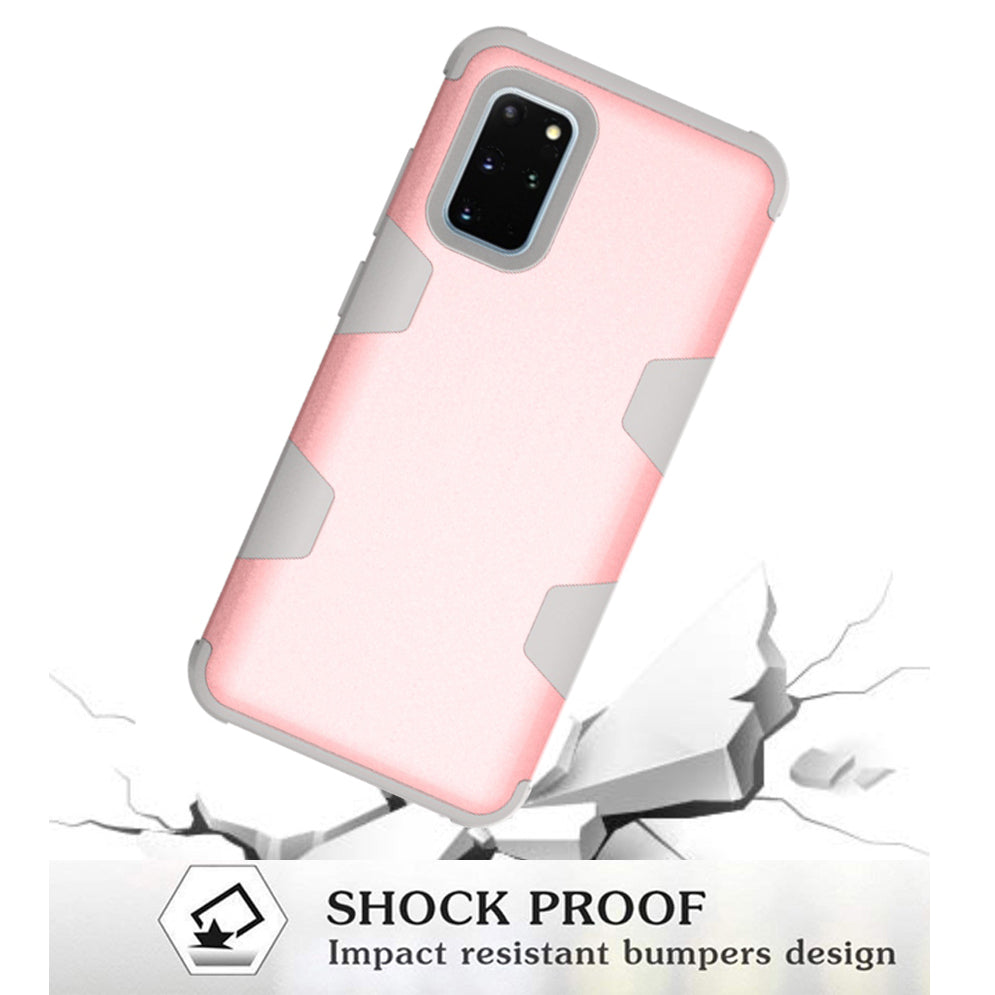 Anti-dust Shock-proof Silicone + PC Shell for Samsung Galaxy S20 4G/S20 5G - Grey / Rose Gold