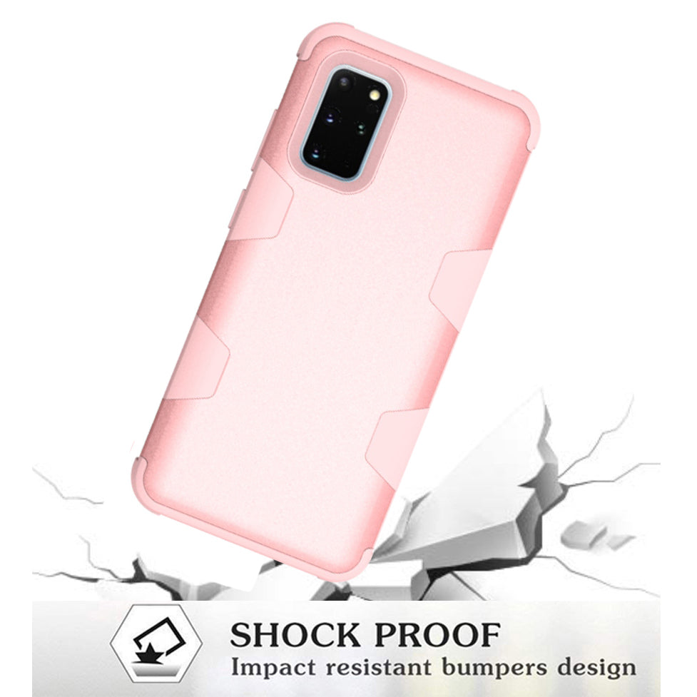 Anti-dust Shock-proof Silicone + PC Shell for Samsung Galaxy S20 4G/S20 5G - Rose Gold