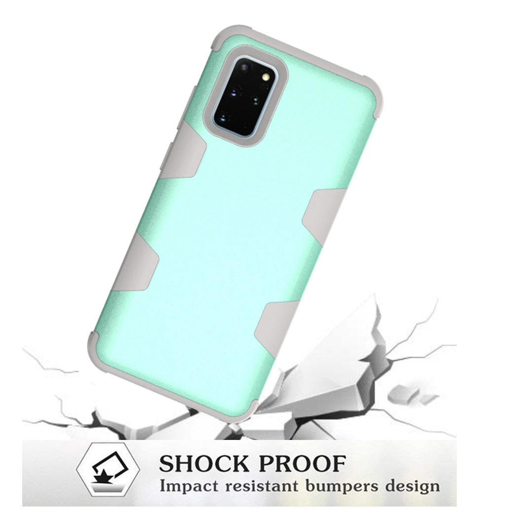 Anti-dust Shock-proof Silicone + PC Shell for Samsung Galaxy S20 4G/S20 5G - Grey / Cyan