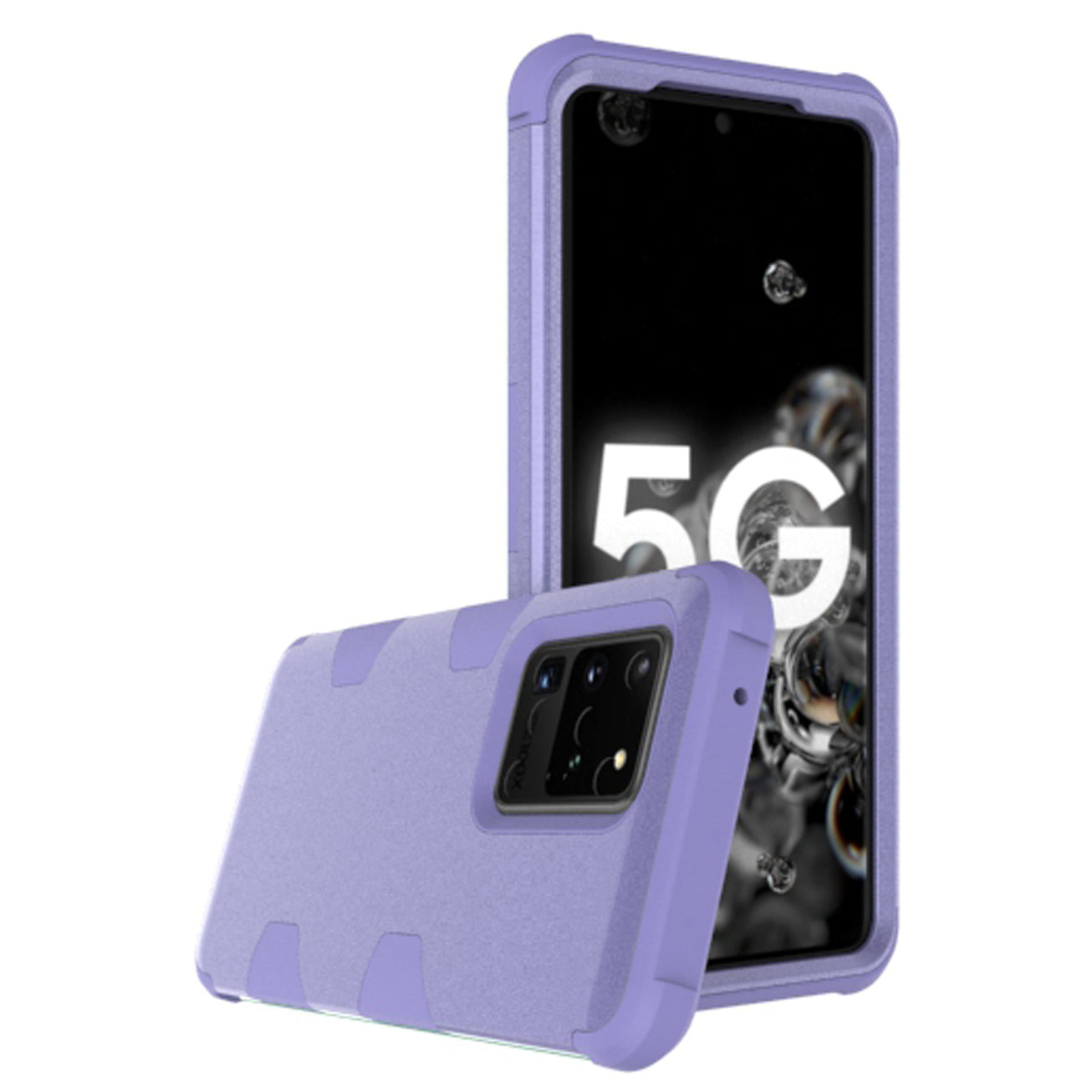 Anti-dust Silicone + PC Combo Cell Phone Case for Samsung Galaxy S20 Ultra - Purple