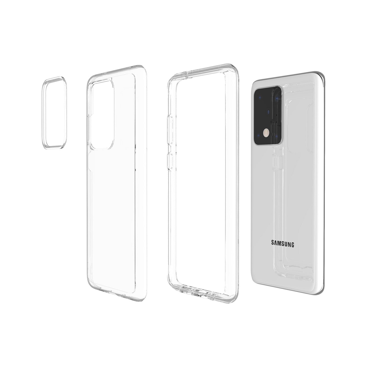 Transparent PC + TPU Phone Shell Protection Case for Samsung Galaxy S20 Ultra - Transparent