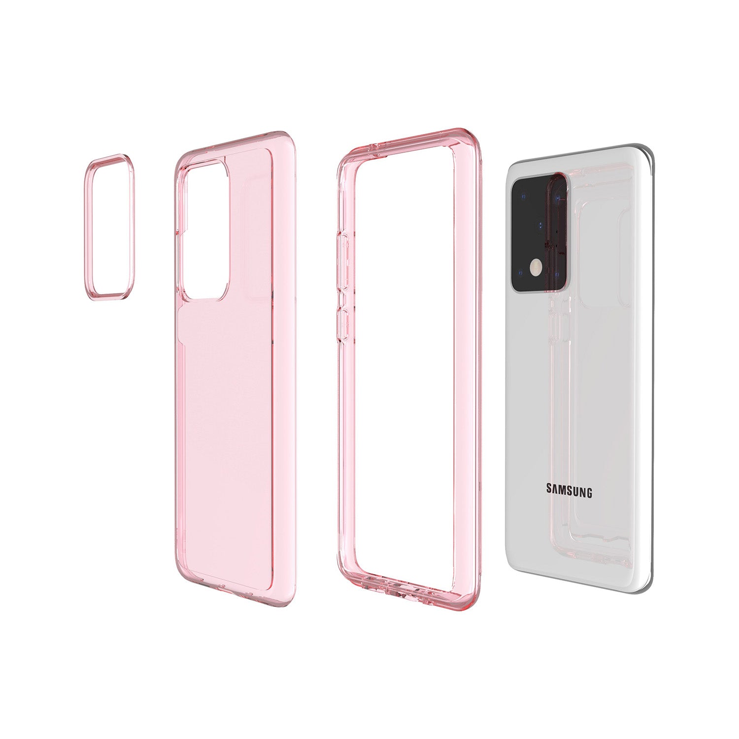 Transparent PC + TPU Phone Shell Protection Case for Samsung Galaxy S20 Ultra - Pink