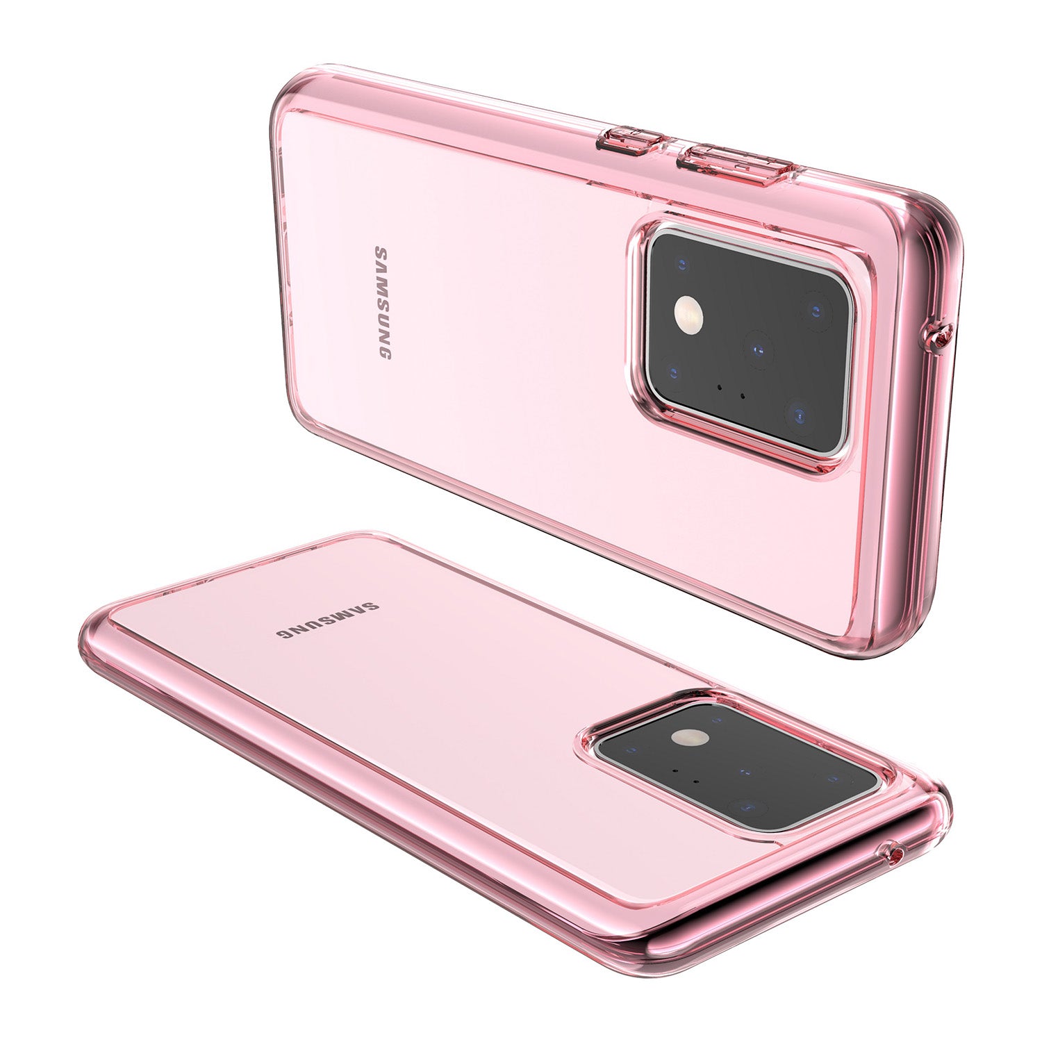 Transparent PC + TPU Phone Shell Protection Case for Samsung Galaxy S20 Ultra - Pink