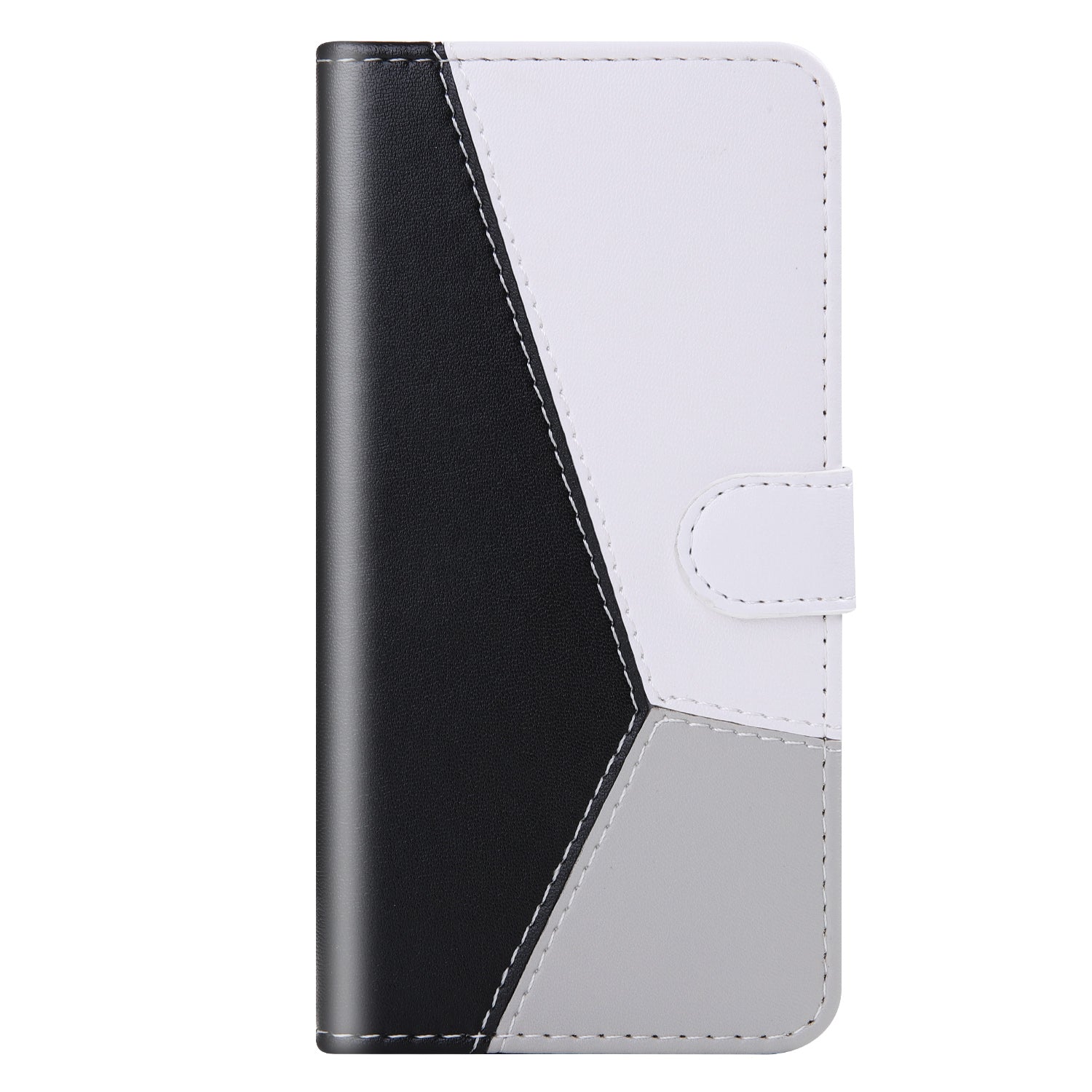 Tricolor PU Leather Unique Wallet Stand Case for Samsung Galaxy S20 4G/S20 5G - Black/White/Grey