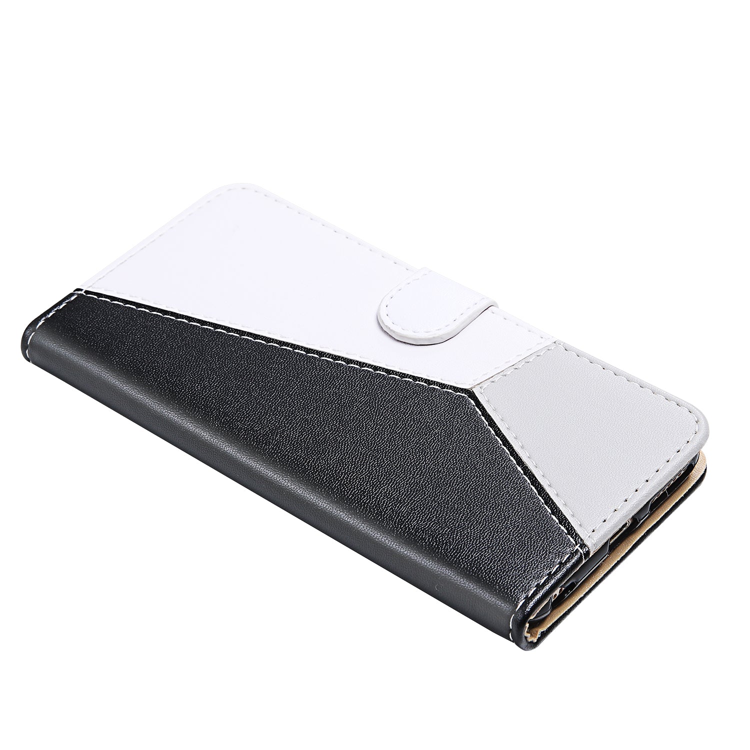 Tricolor PU Leather Unique Wallet Stand Case for Samsung Galaxy S20 4G/S20 5G - Black/White/Grey