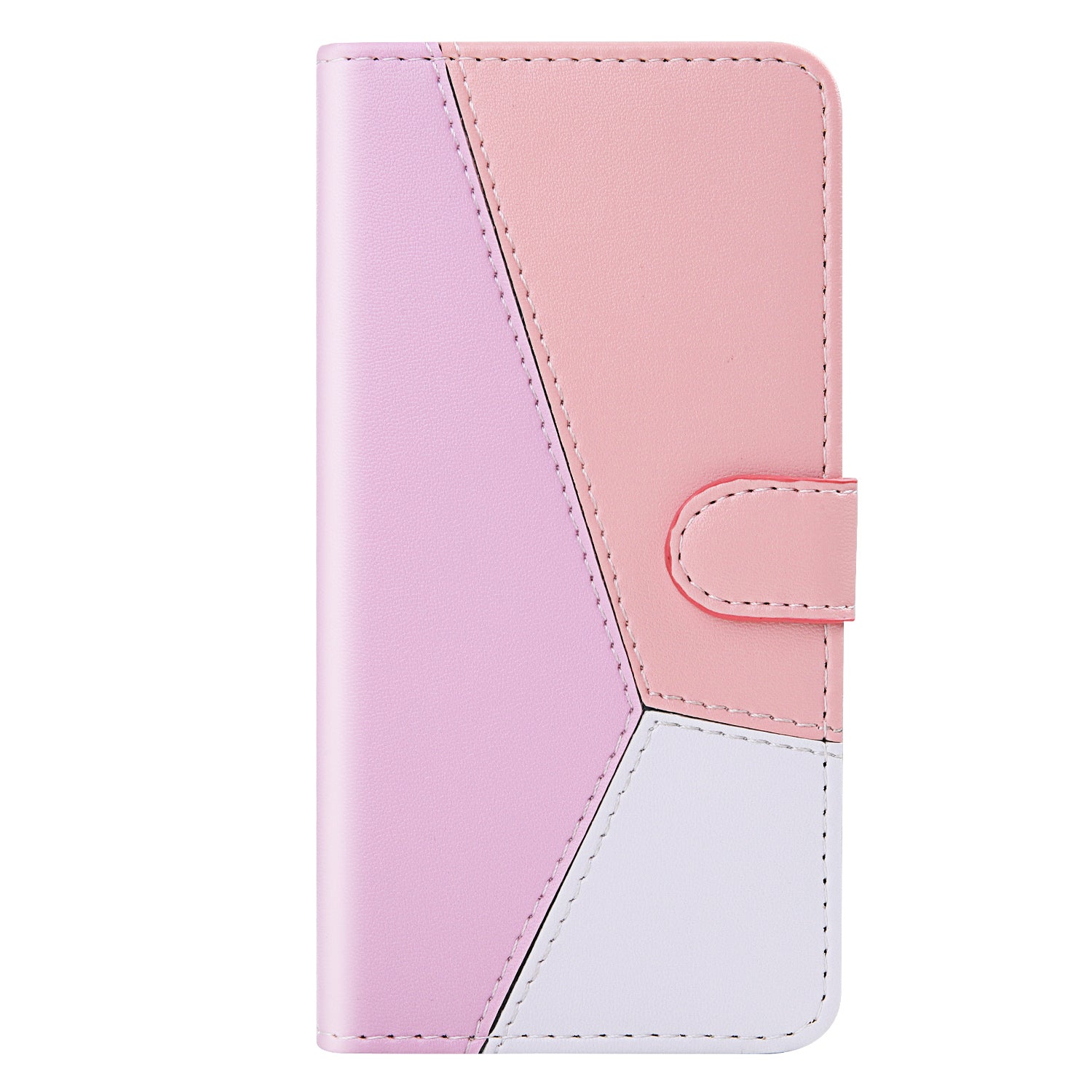 Tri-color PU Leather Wallet Phone Shell Stand Cover for Samsung Galaxy S20 Plus - Purple/Pink/White