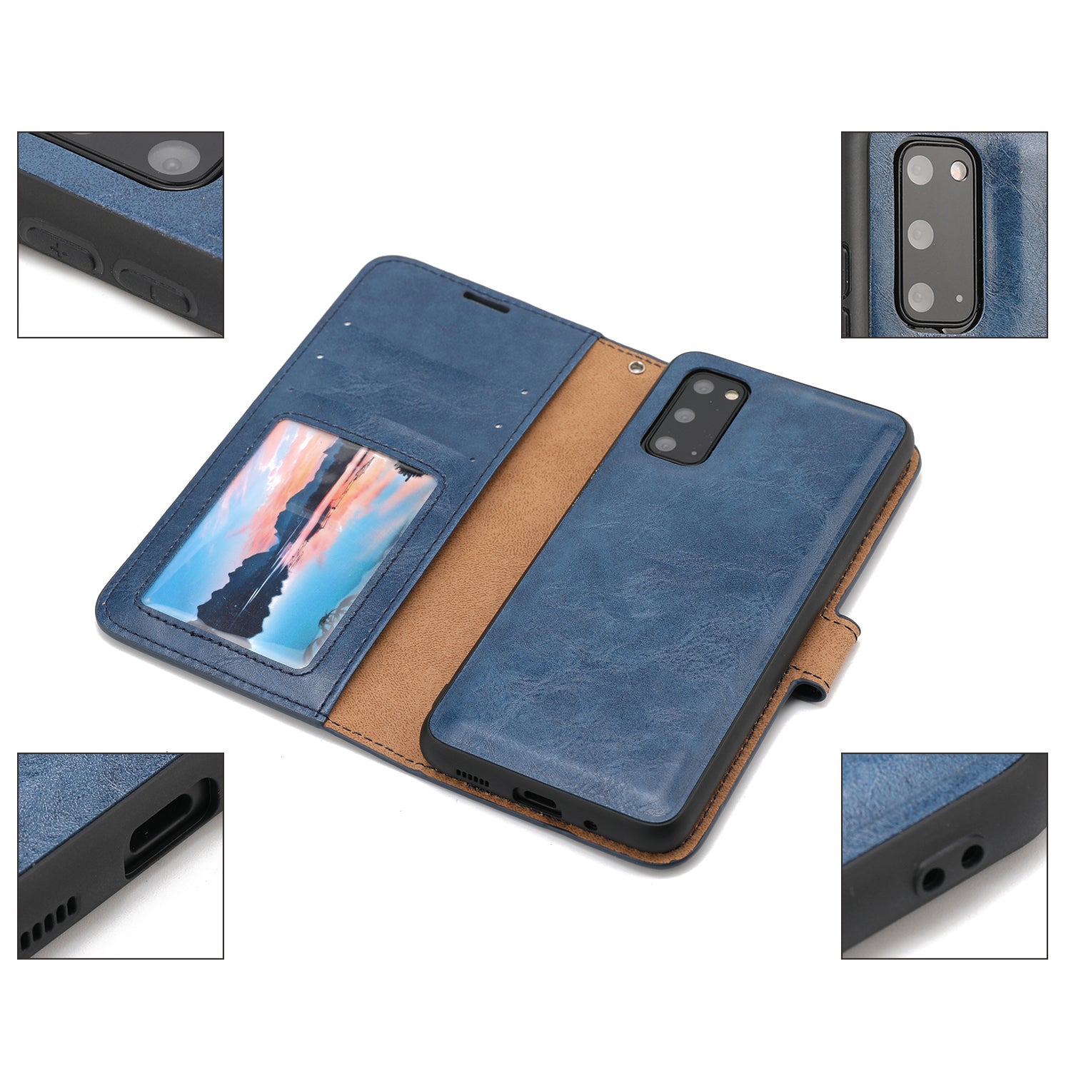 Crazy Horse Skin Unique Leather Phone Case for Samsung Galaxy S20 4G/S20 5G - Blue