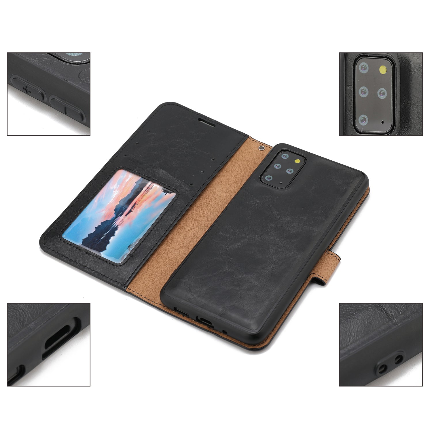 Crazy Horse Skin Unique Leather Wallet Case for Samsung Galaxy S20 Plus/S20 Plus 5G - Black