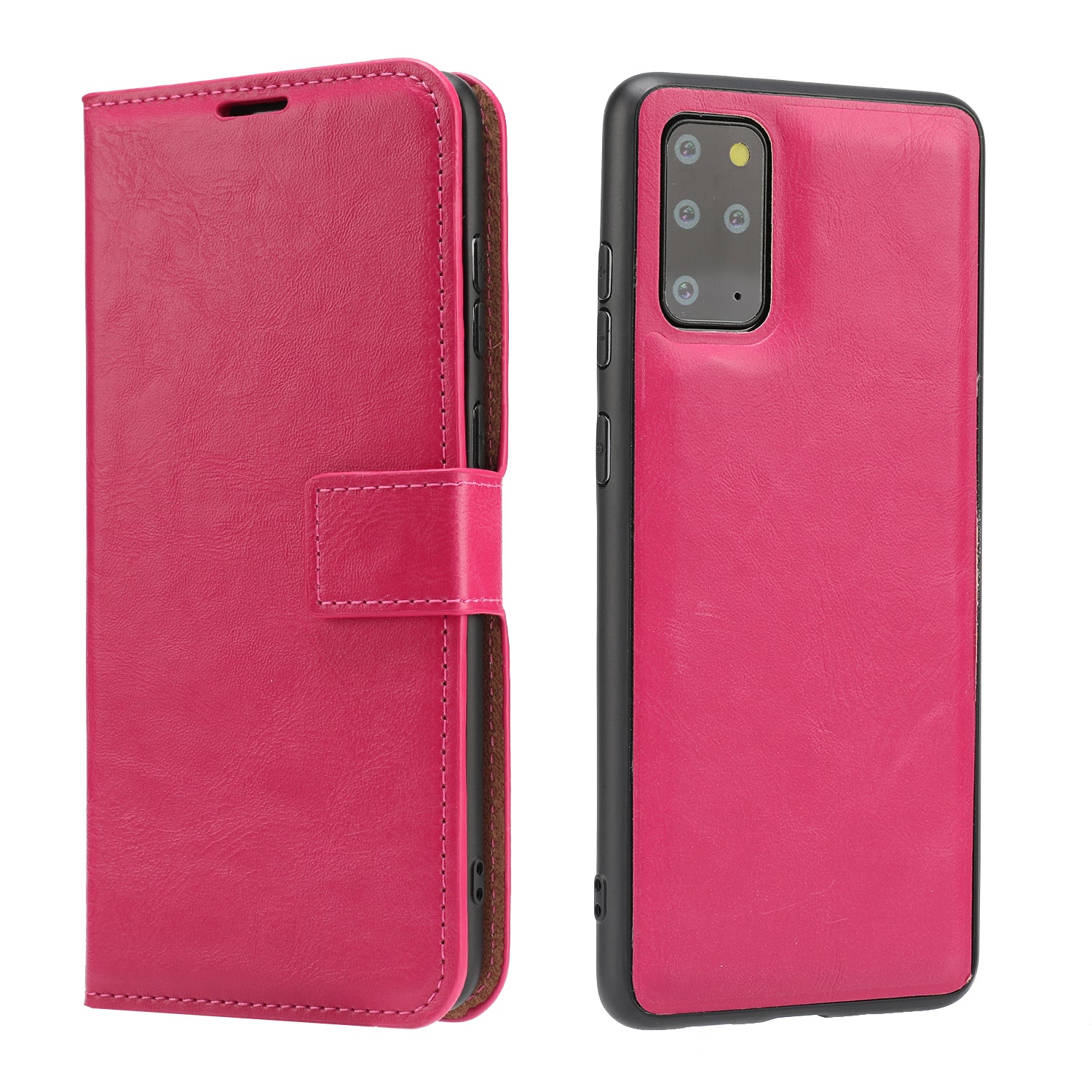 Crazy Horse Skin Unique Leather Wallet Case for Samsung Galaxy S20 Plus/S20 Plus 5G - Rose