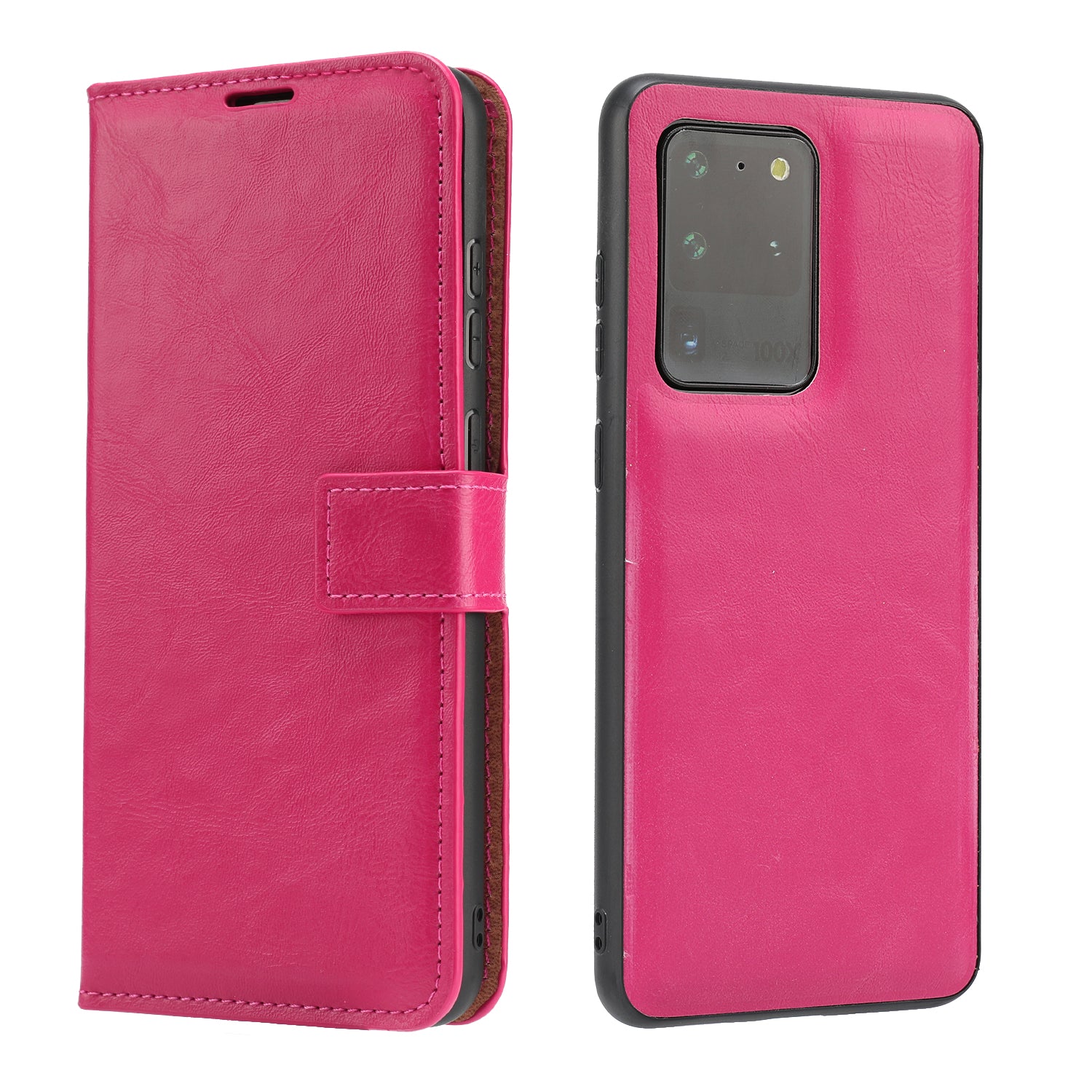 Crazy Horse Skin Unique Leather Case Cover for Samsung Galaxy S20 Ultra - Rose