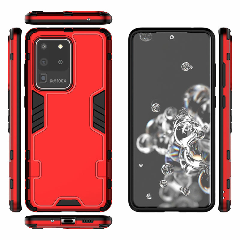 Armoured Style PC TPU Combo Protector Cover for Samsung Galaxy S20 Ultra - Red