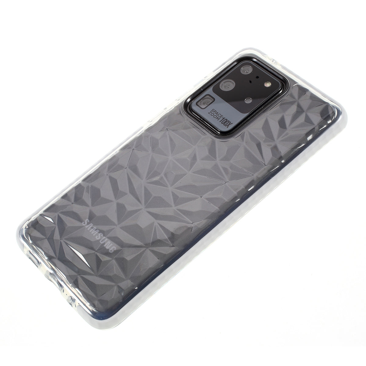 3D Diamond Surface TPU Cell Phone Case for Samsung Galaxy S20 Ultra - Transparent