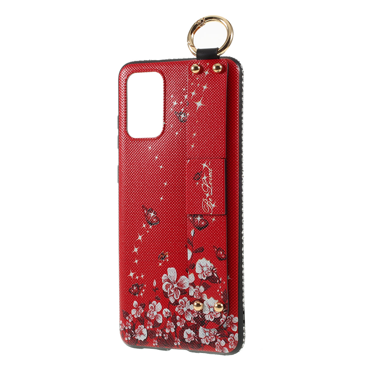 Flower Pattern TPU Rhinestone Decor Phone Cover with Hand Strap for Samsung Galaxy S20 4G/S20 5G - Red