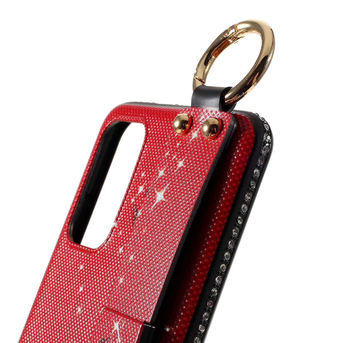 Flower Pattern TPU Rhinestone Decor Phone Cover with Hand Strap for Samsung Galaxy S20 4G/S20 5G - Red