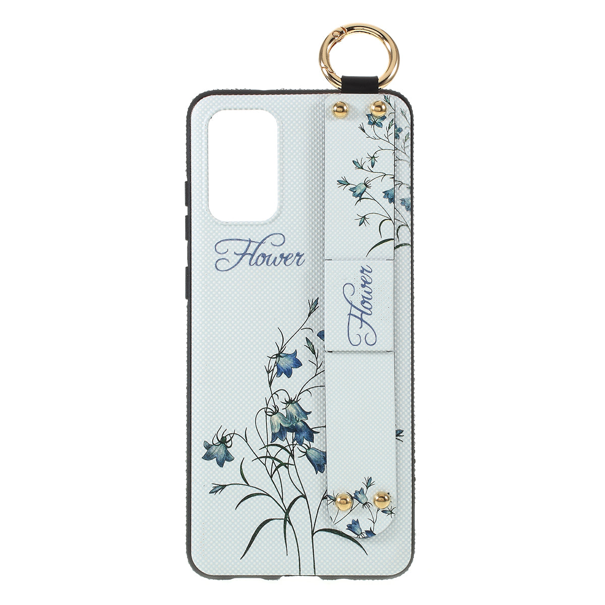 Flower Pattern TPU Rhinestone Decor Phone Cover with Hand Strap for Samsung Galaxy S20 4G/S20 5G - White