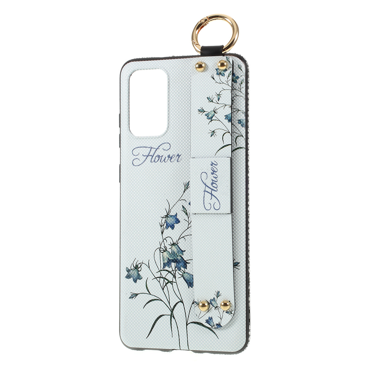 Flower Pattern TPU Rhinestone Decor Phone Cover with Hand Strap for Samsung Galaxy S20 4G/S20 5G - White