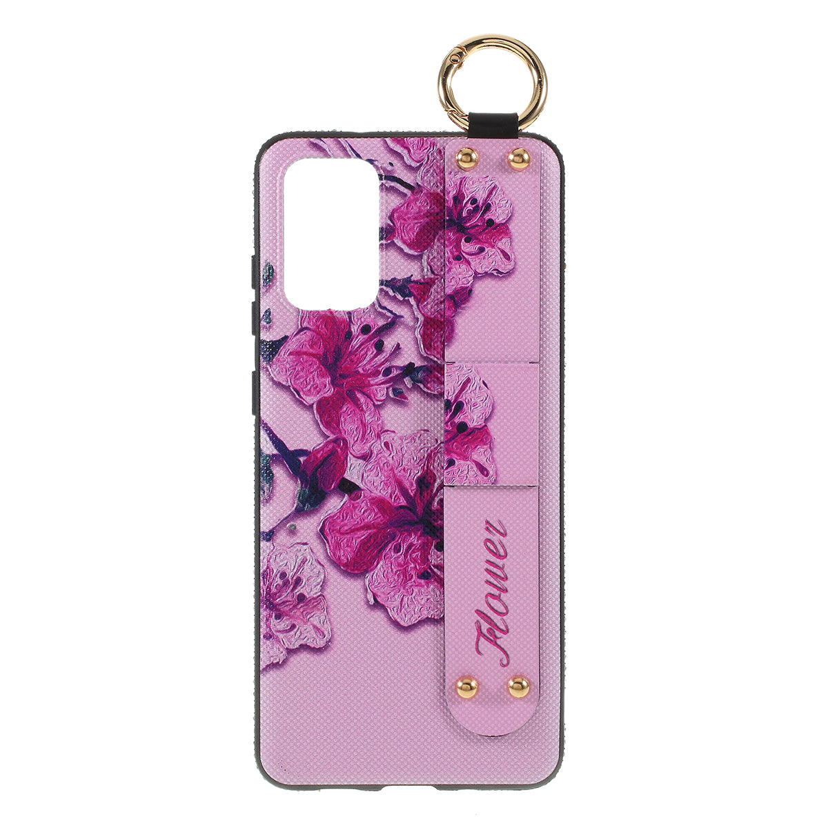 Flower Pattern TPU Rhinestone Decor Phone Cover with Hand Strap for Samsung Galaxy S20 4G/S20 5G - Pink