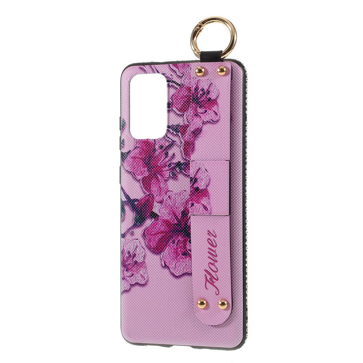 Flower Pattern TPU Rhinestone Decor Phone Cover with Hand Strap for Samsung Galaxy S20 4G/S20 5G - Pink