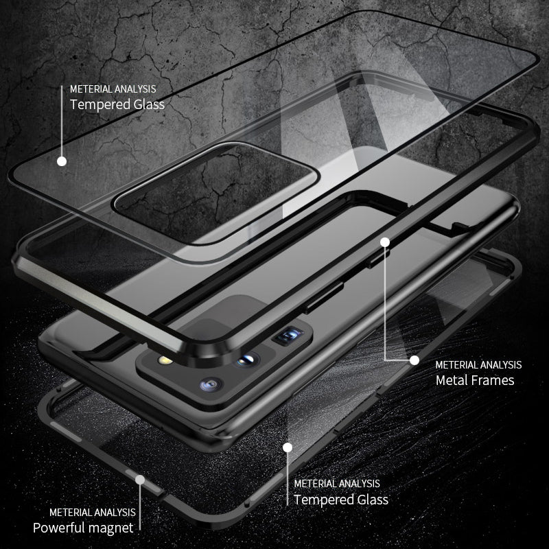 Magnetic Installation Detachable Design Metal Frame + Tempered Glass Full Protection Phone Case Phone Cover [Support Fingerprint Unlock] for Samsung Galaxy S20 4G/S20 5G - Silver