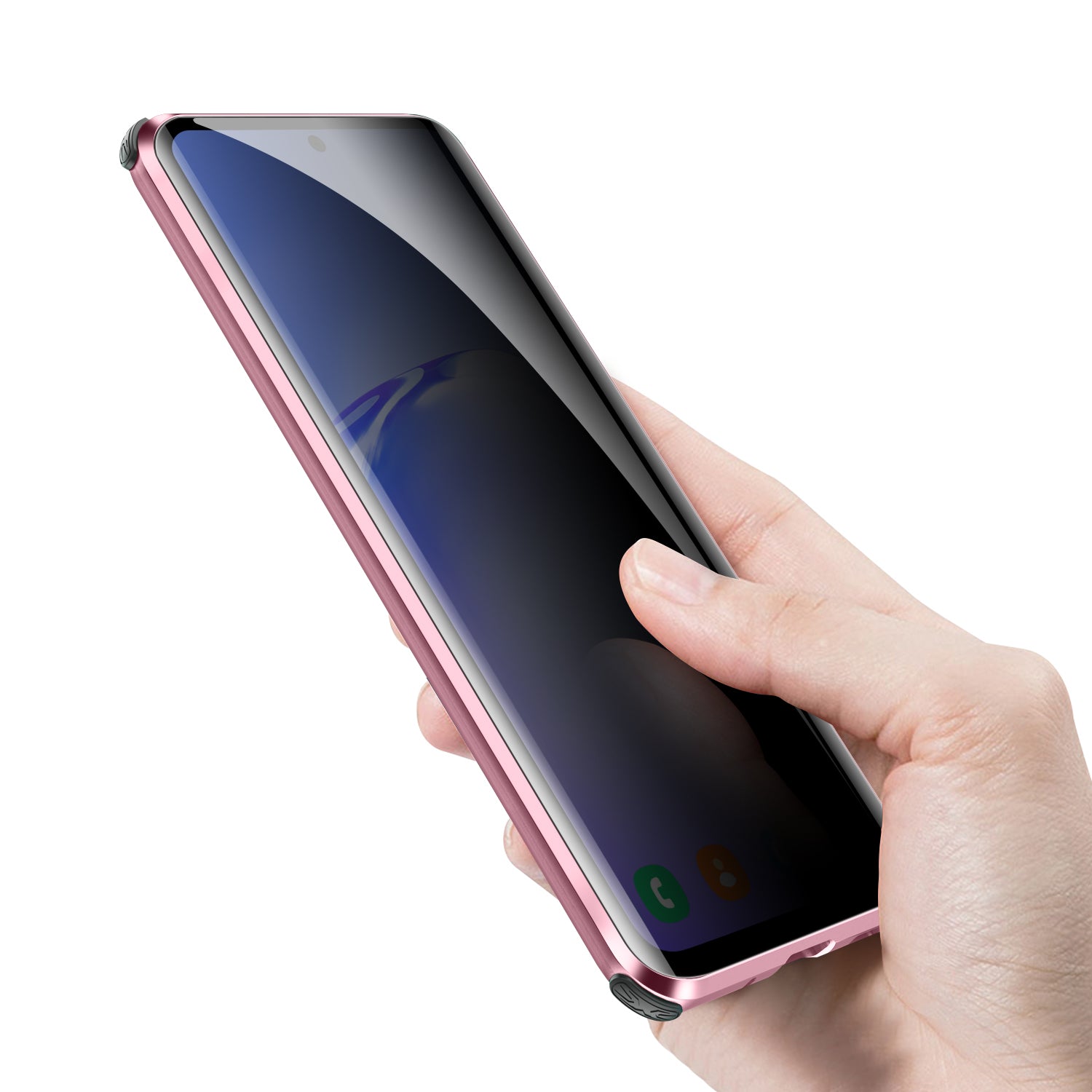 Shockproof Anti-peep Magnetic Metal Frame + Tempered Glass Hybrid Case [Not Support Fingerprint Unlock] for Samsung Galaxy S20 Plus - Pink