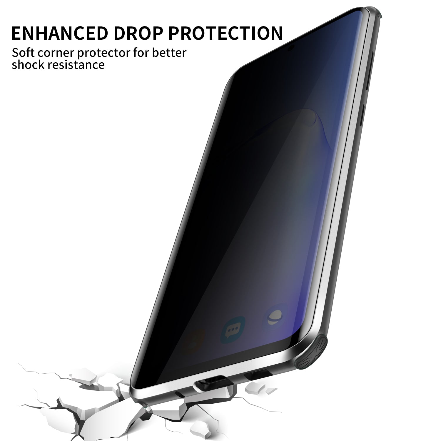 Shockproof Anti-peep Magnetic Metal Frame + Tempered Glass Combo Shell [Not Support Fingerprint Unlock] for Samsung Galaxy S20 4G/S20 5G - Black