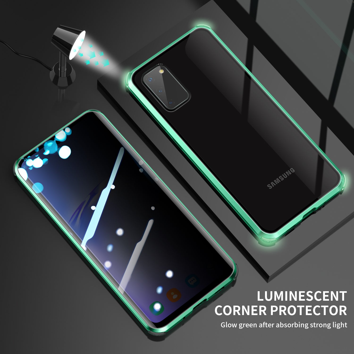 Shockproof Anti-peep Magnetic Metal Frame + Tempered Glass Combo Shell [Not Support Fingerprint Unlock] for Samsung Galaxy S20 4G/S20 5G - Green