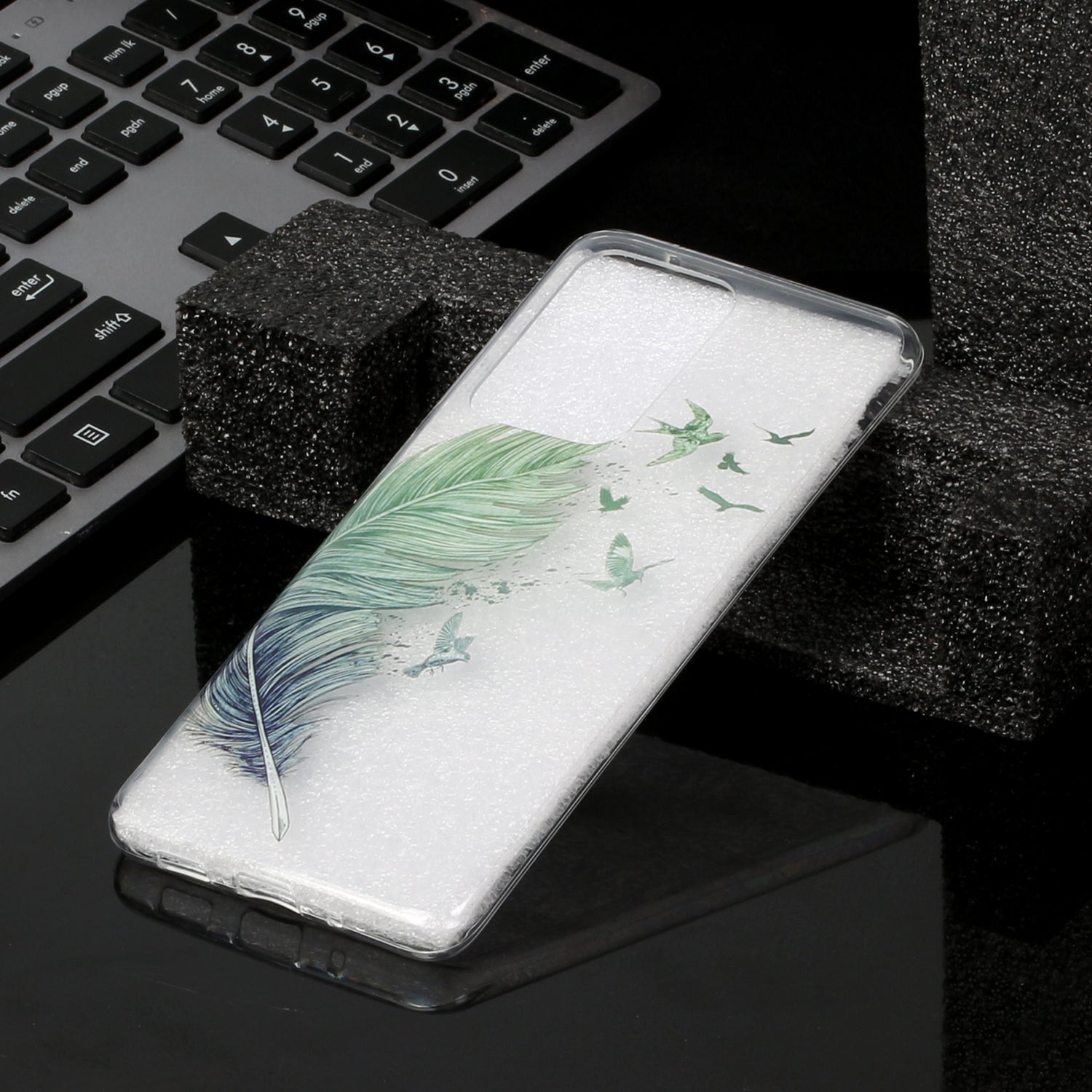 Pattern Printing IMD Design TPU Phone Protection Shell for Samsung Galaxy S20 Ultra - Feather