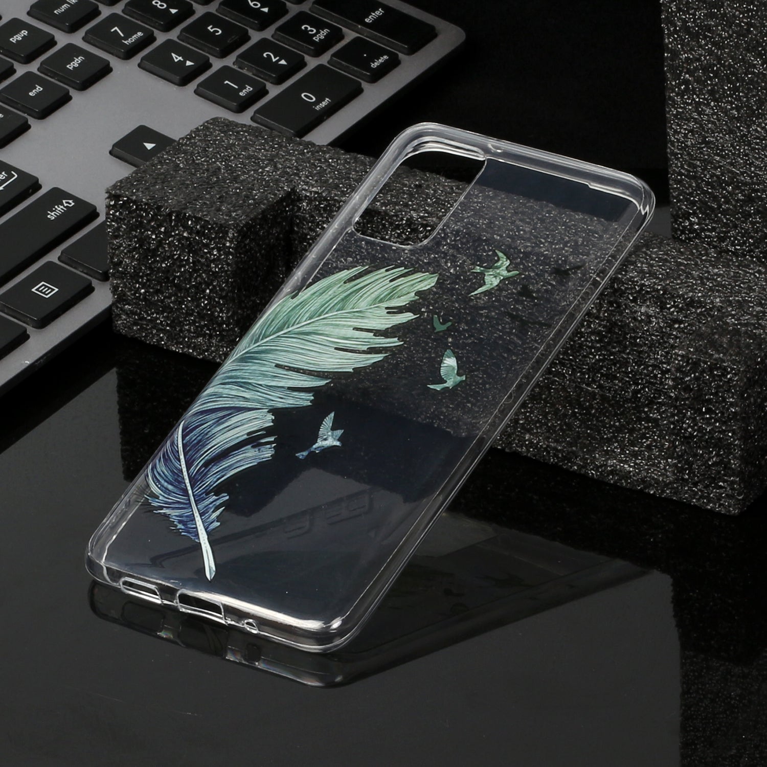 For Samsung Galaxy S20 Plus/S20 Plus 5G [IMD Pattern Printing] TPU Mobile Shell Casing - Feather Birds