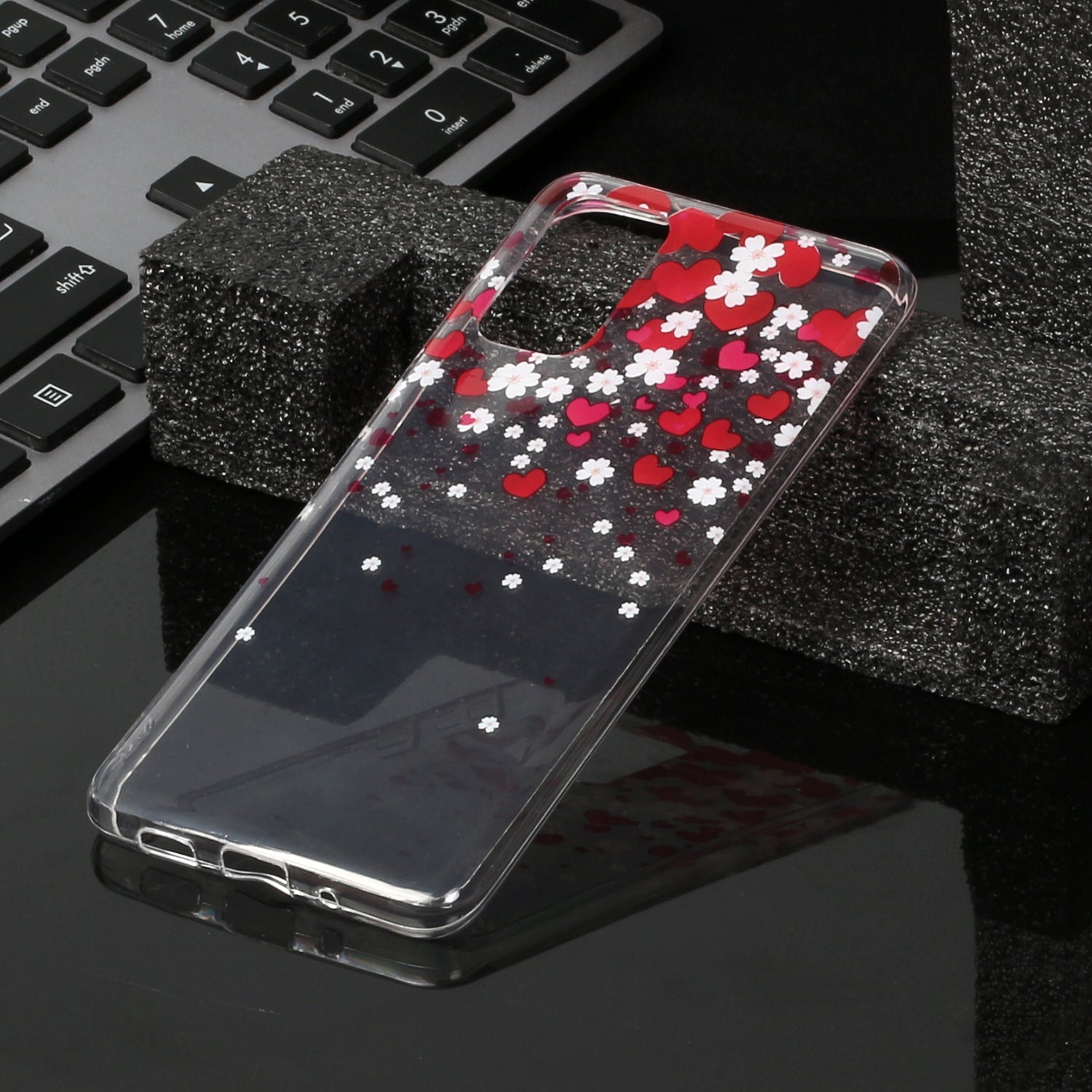 For Samsung Galaxy S20 Plus/S20 Plus 5G [IMD Pattern Printing] TPU Mobile Shell Casing - Hearts and Flowers