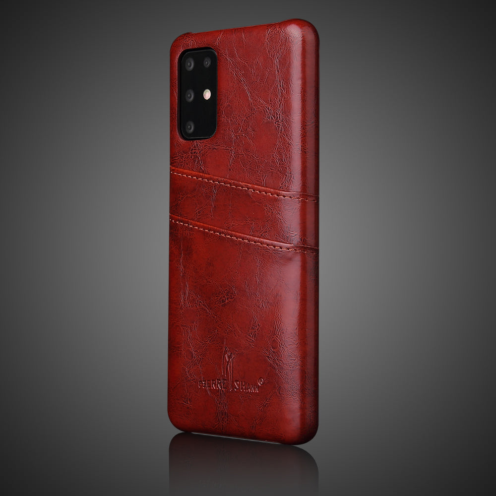 Special Oil Wax Leather Coated PC Cover for Samsung Galaxy S20 Plus - Wine Red